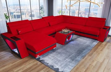 Sofa Dreams Wohnlandschaft Polster Stoff Couch Catania XXL U Form Stoffsofa, mit LED, wahlweise mit Bettfunktion als Schlafsofa, Designersofa