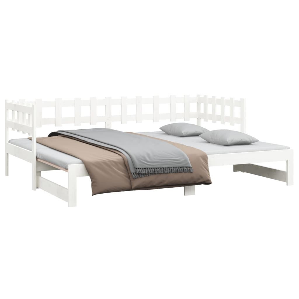 vidaXL Ausziehbett, Tagesbett Ausziehbar Weiß 2x(90x190) cm Massivholz Kiefer