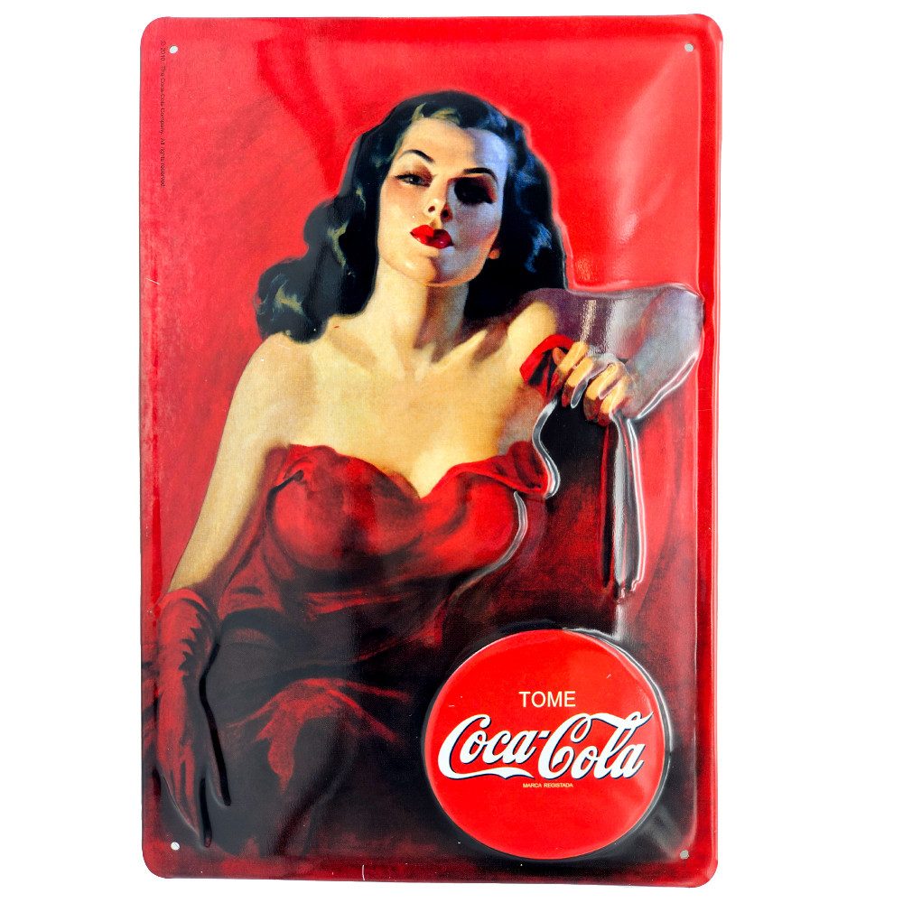 CocaCola Metallbild Blechschild Coca Cola 'Lady in Red' 20cm x 30cm, (1 St), Blechschild
