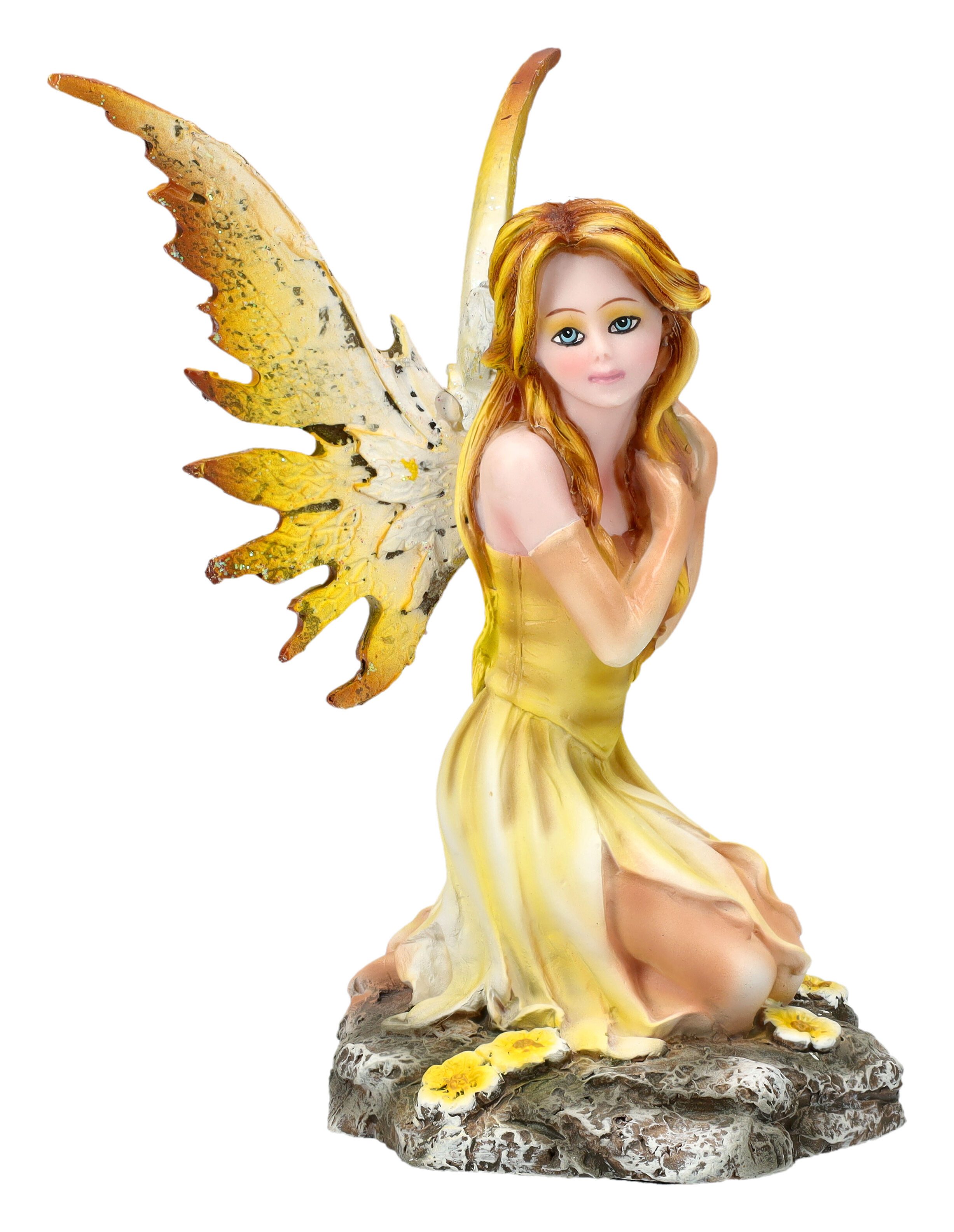 Figuren Shop GmbH Fantasy-Figur Elfenfigur - Fenella in gelbem Kleid - Fantasy Feefigur Dekoration