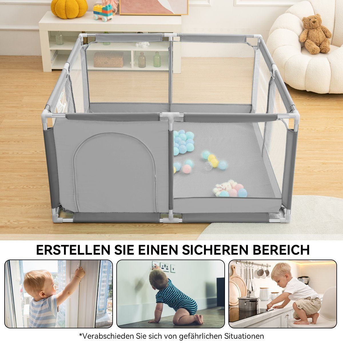 Comomy Laufgitter, Baby Krabbelgitter Schutzgitter Laufgitterzelt 128x128x6 günstig online kaufen