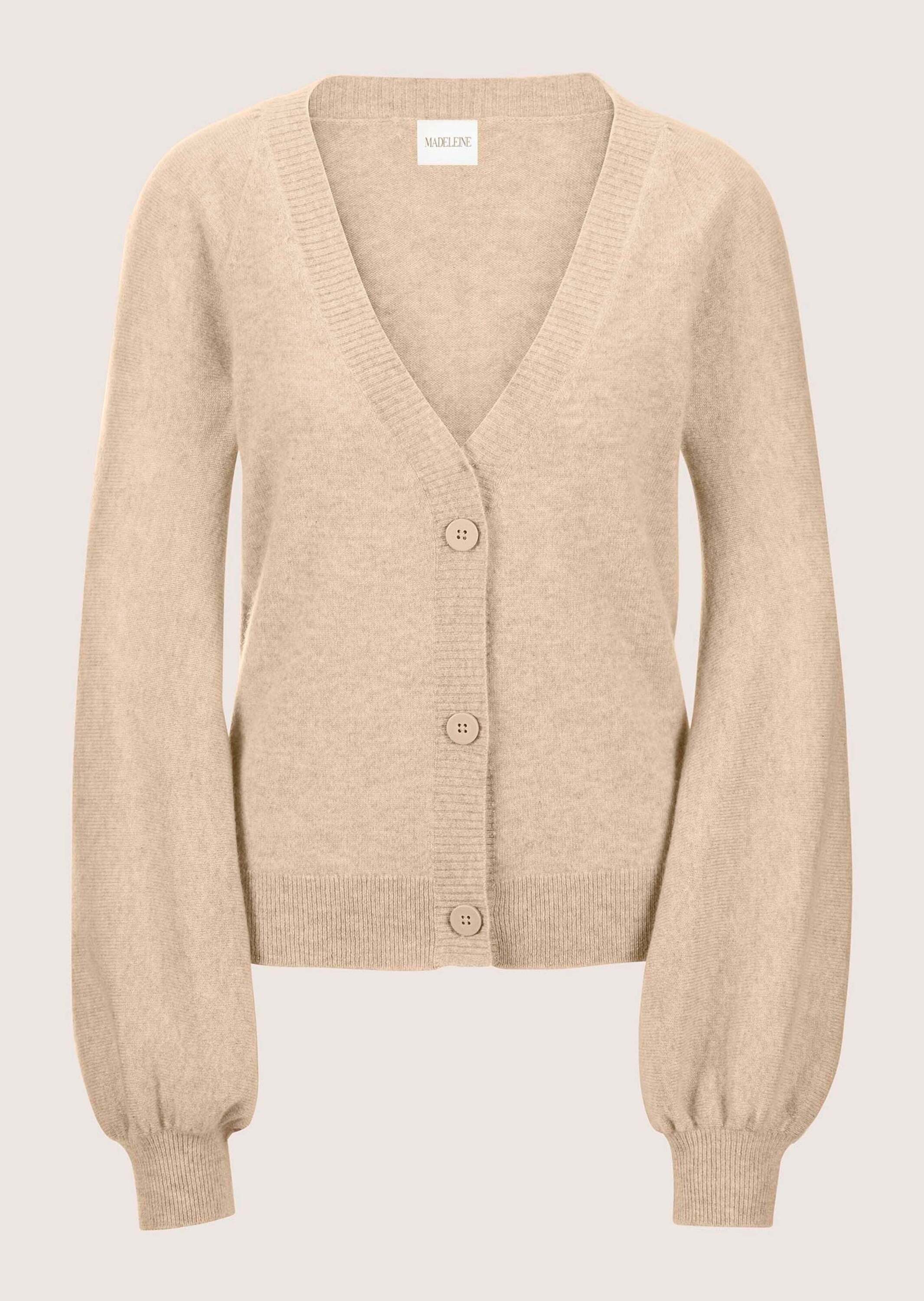 Strickjacke Kaschmir-Cardigan mit Ballonärmeln