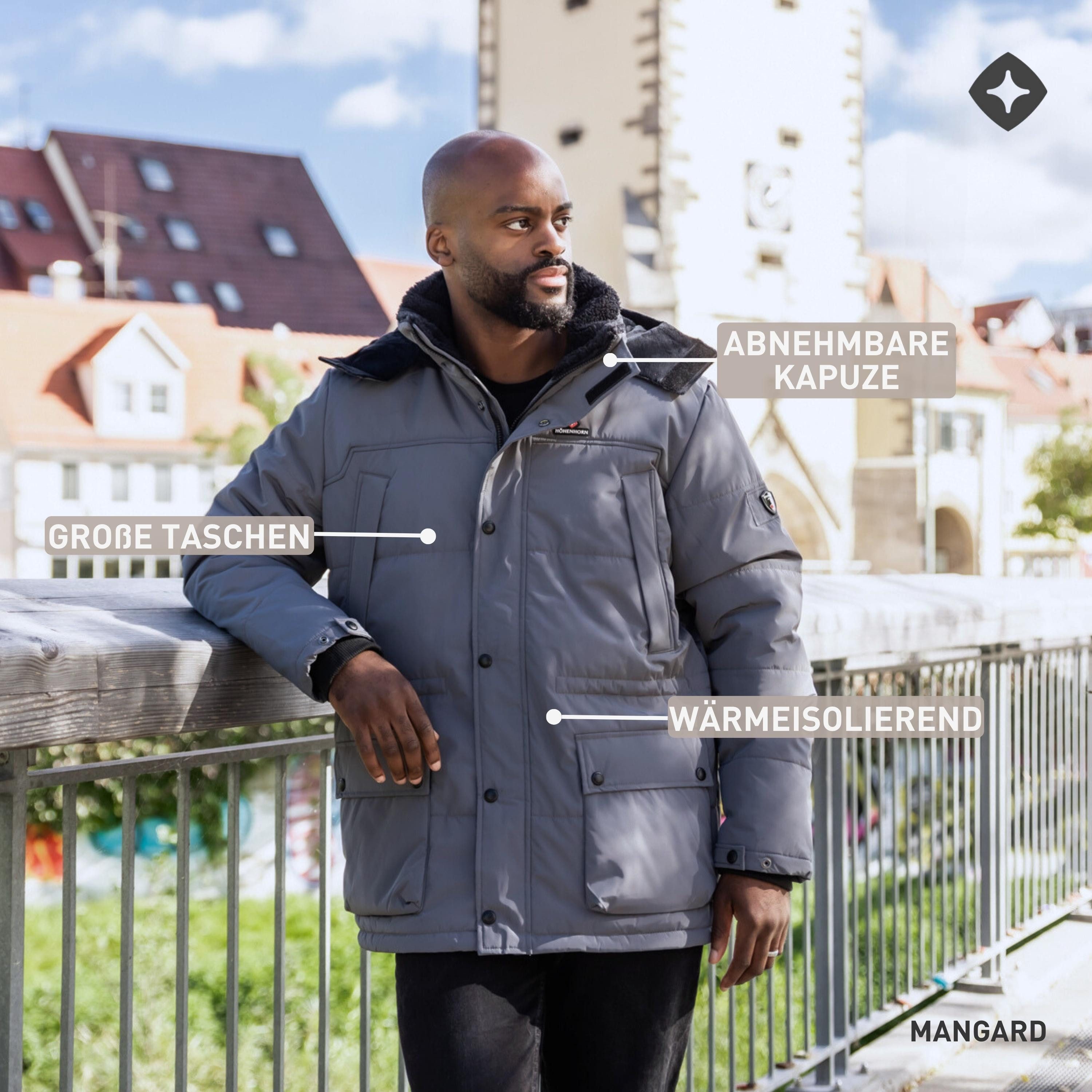 Höhenhorn Winterjacke Mangard Herren Winter Jacke für Männer Gefüttert Winterjacke Parker abnehmbare Gefütterte Kapuze, weicher Teddyfleece Kragen