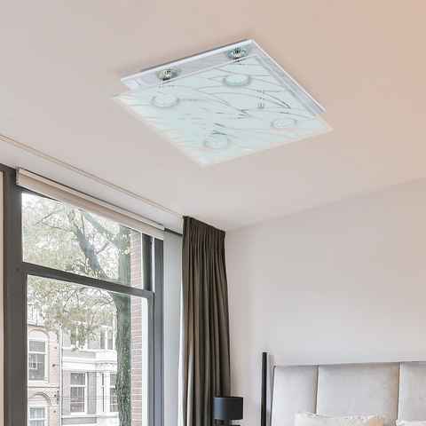 EGLO LED Deckenleuchte, Leuchtmittel inklusive, Warmweiß, LED 12 Watt Deckenleuchte Hauslampe Leuchte Wohnzimmer Glas Edelstahl