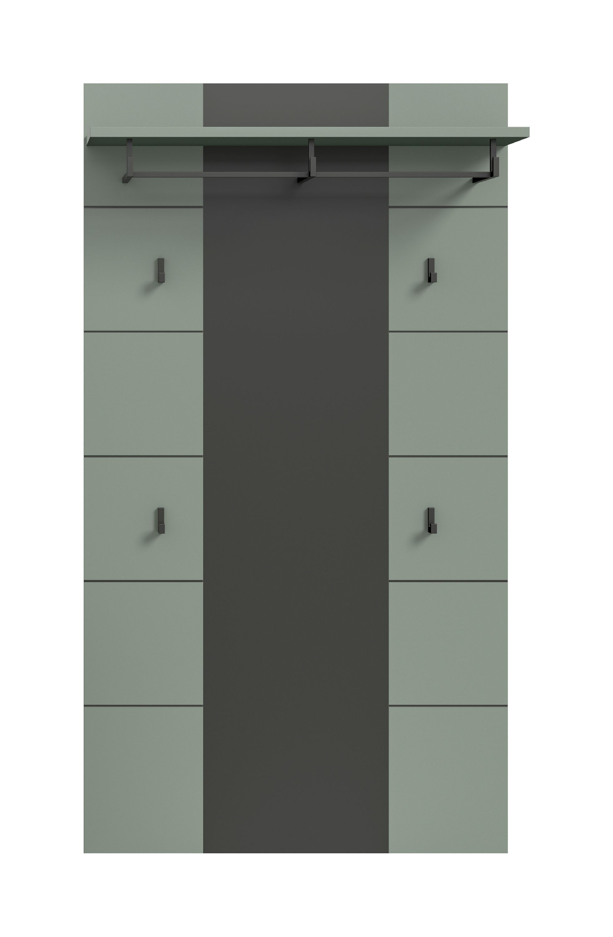 xonox.home Garderobenpaneel, Basalt grau/Smoke Green Melamin beschichtet 141x80x29 cm