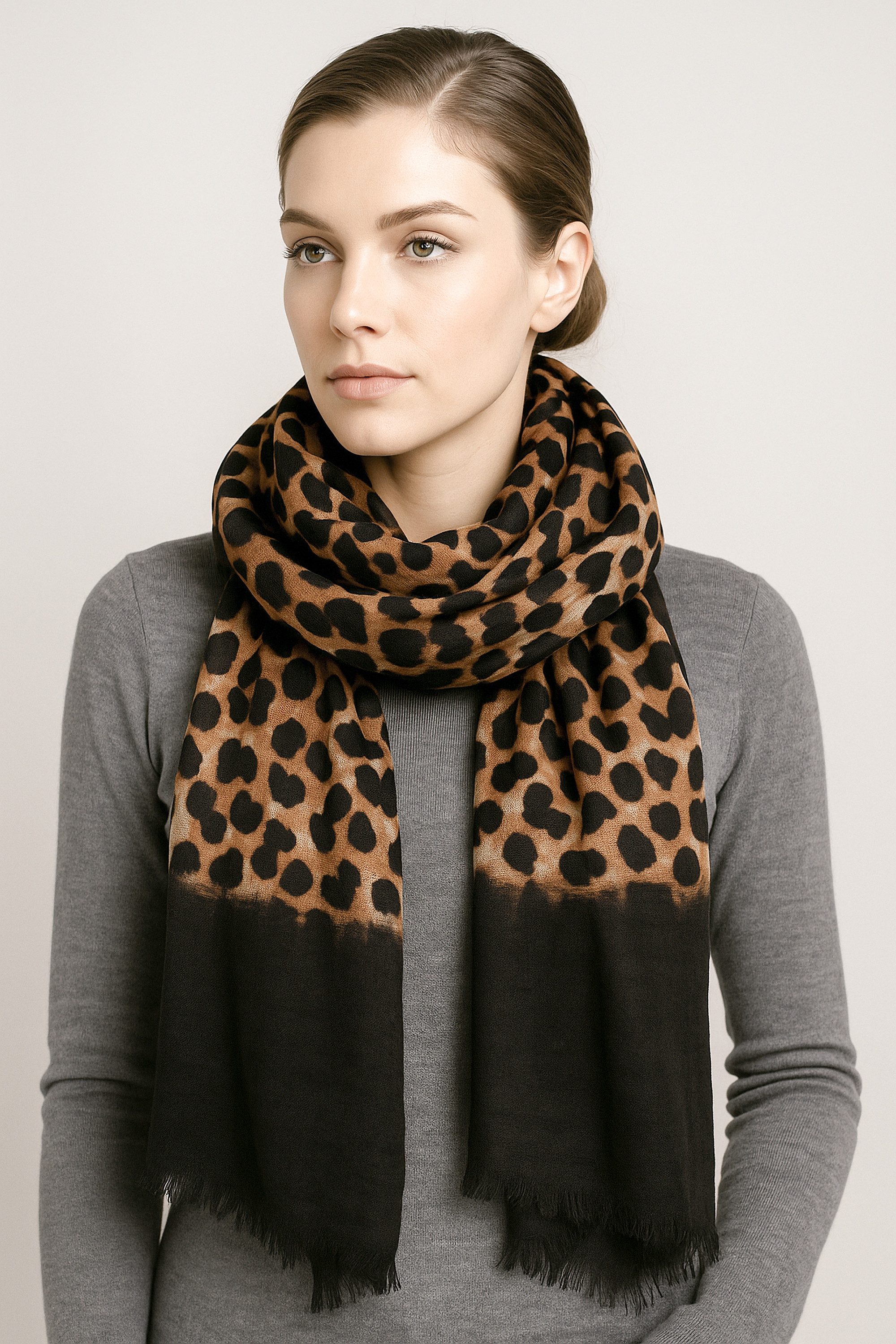 COLLEZIONE ALESSANDRO Modeschal Aurea, (1-St), mit Leopardenmuster und schwarzer Umrandung