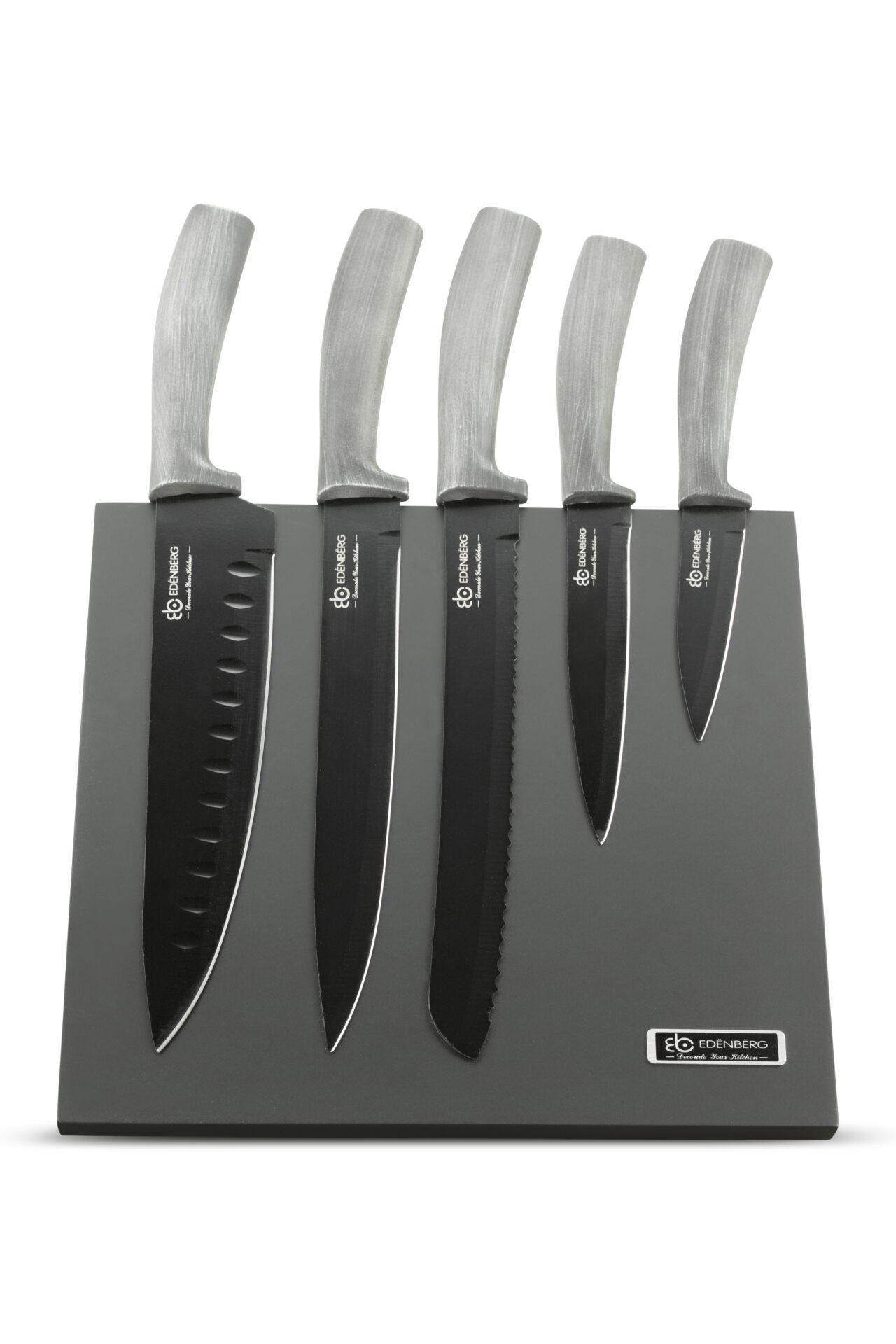 Edenberg Messer-Set Wunderschönes klassisches Messerset, Magnetblock, Grau (6-tlg., Eine ideale Geschenkidee)