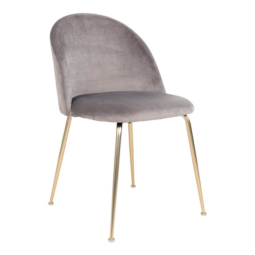 House Nordic Esszimmerstuhl Geneve Dining Chair – Esszimmerstuhl aus Samt, grau mit Beinen in M...