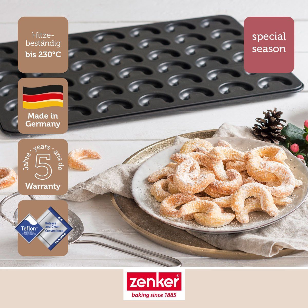 Zenker Backblech Vanillekipferl Backblech, 42er