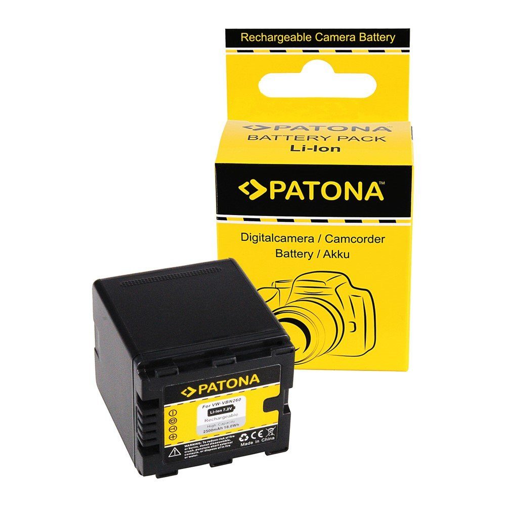 Patona Akku für Panasonic HDC-SD800 Kamera-Akku Ersatzakku 2500 mAh (7,2 V, 1 St), SD900 SD909 TM900 HS900 VW-VBN260 X920M