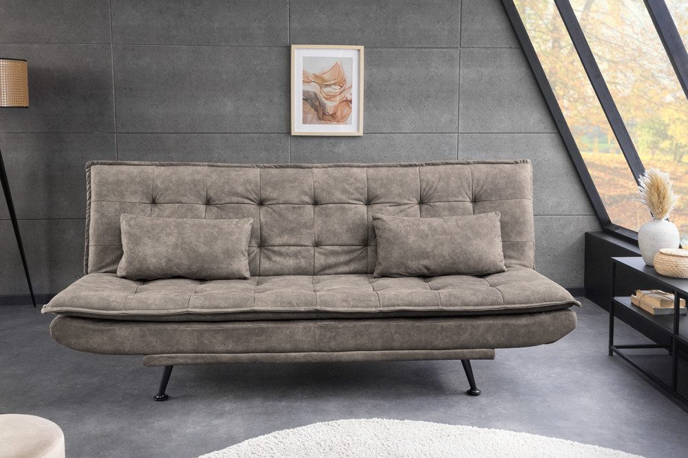 riess-ambiente Schlafsofa JAZZ 190cm taupe – 3-Sitzer Sofa mit Bettfunktion, Microfaser, modern, Einzelartikel 1 Teile, komfortable Ausziehcouch mit Polsterung – ideal fürs Gästezimmer