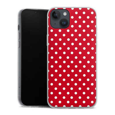 DeinDesign Handyhülle Punkte Retro Polka Dots Polka Dots - dunkelrot und weiß, Apple iPhone 14 Plus Slim Case Silikon Hülle Ultra Dünn Schutzhülle