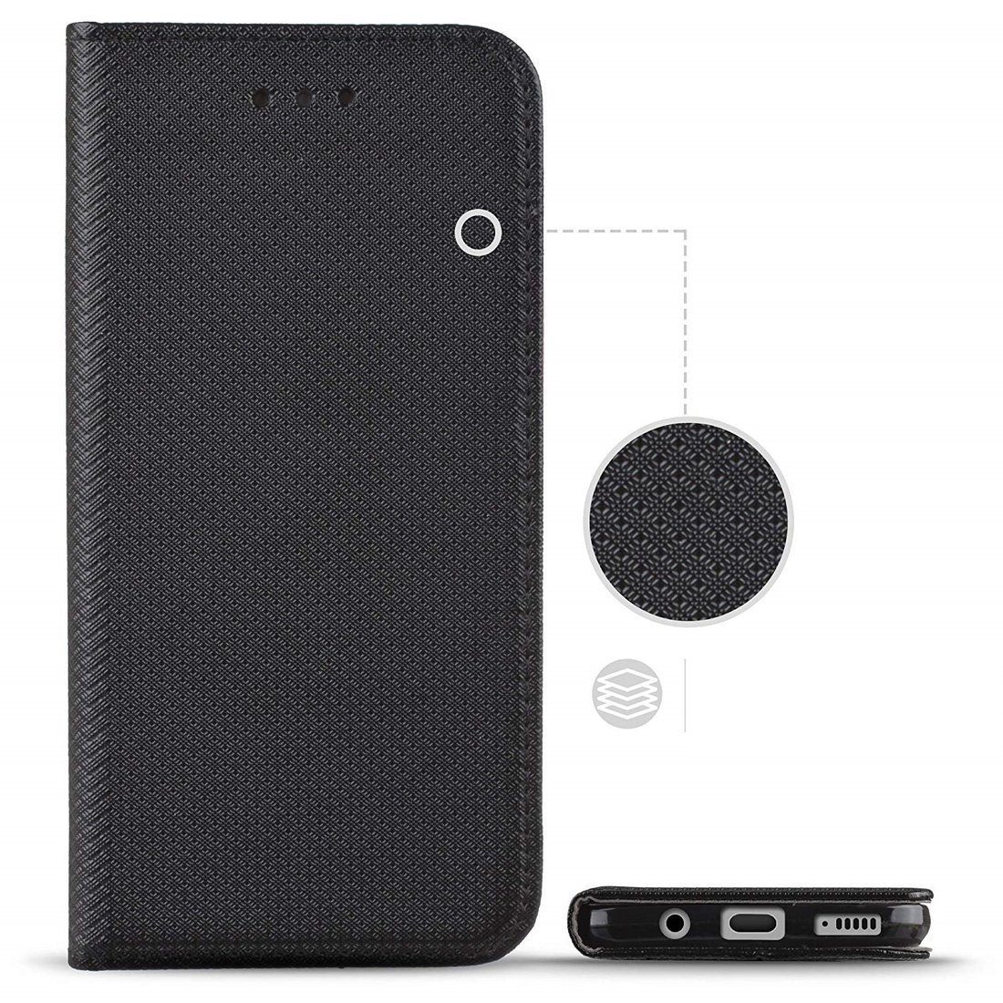 cofi1453 Handyhülle Buch Tasche für Samsung Galaxy M23 5G Schwarz 6,51 Zoll, Schutzhülle Handy Wallet Case Cover mit Kartenfächern