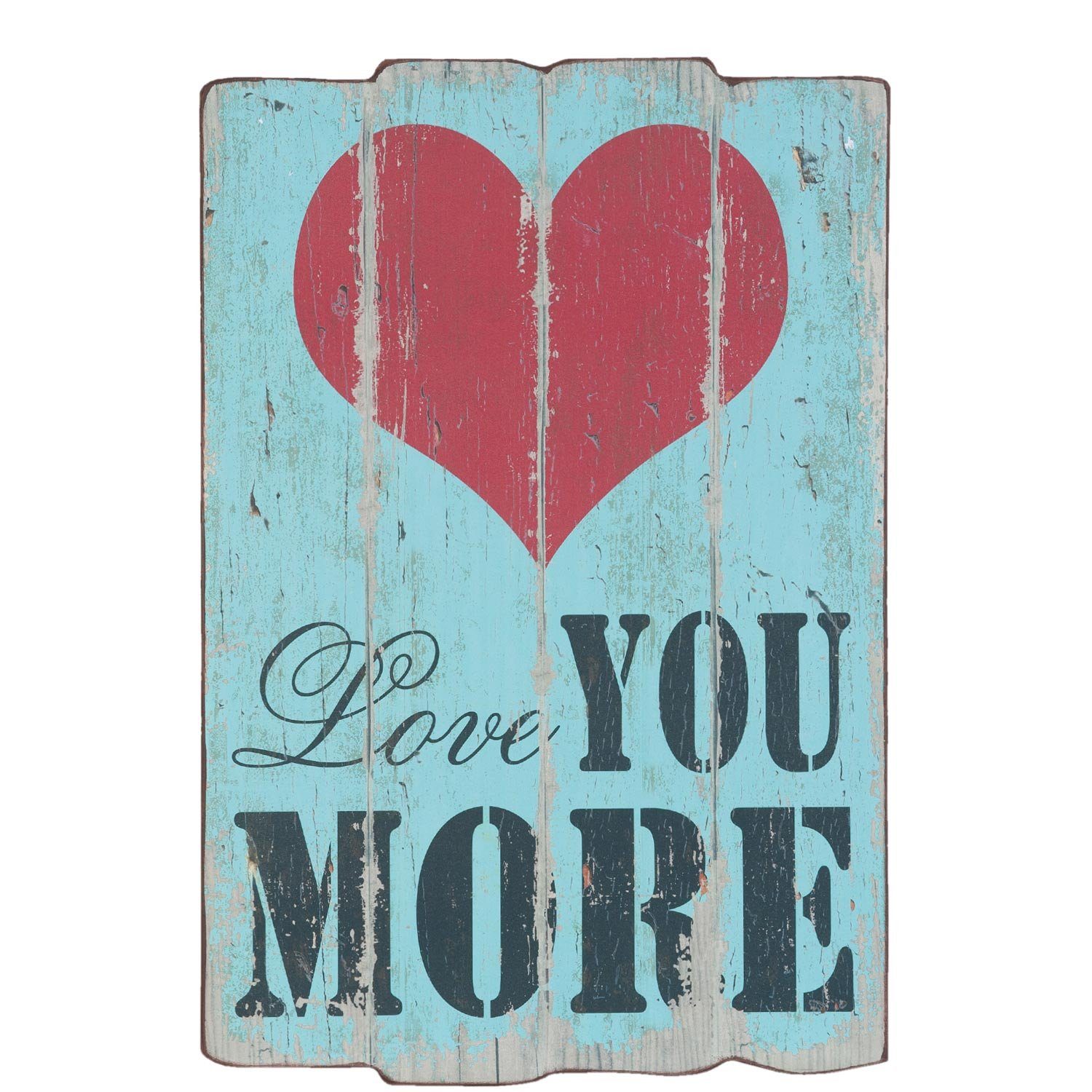 Clayre & Eef Wandbild Text Schild Tafel Wand Liebe Love Herz Vintage 60cm Retro, Herz, Shabby Holz Schild