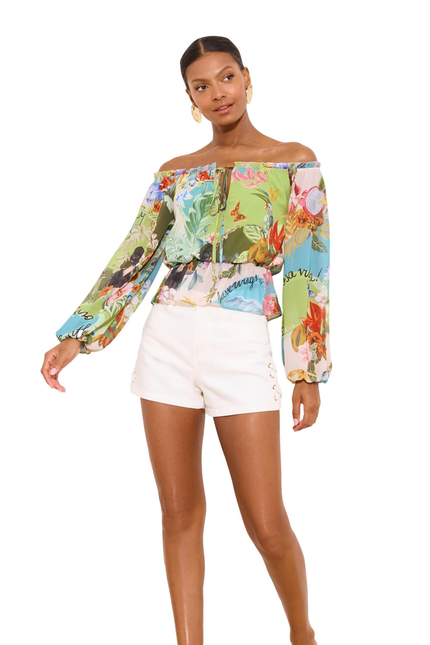 LIPSY Carmenbluse Lipsy Carmen-Bluse mit Puffärmeln (1-tlg)