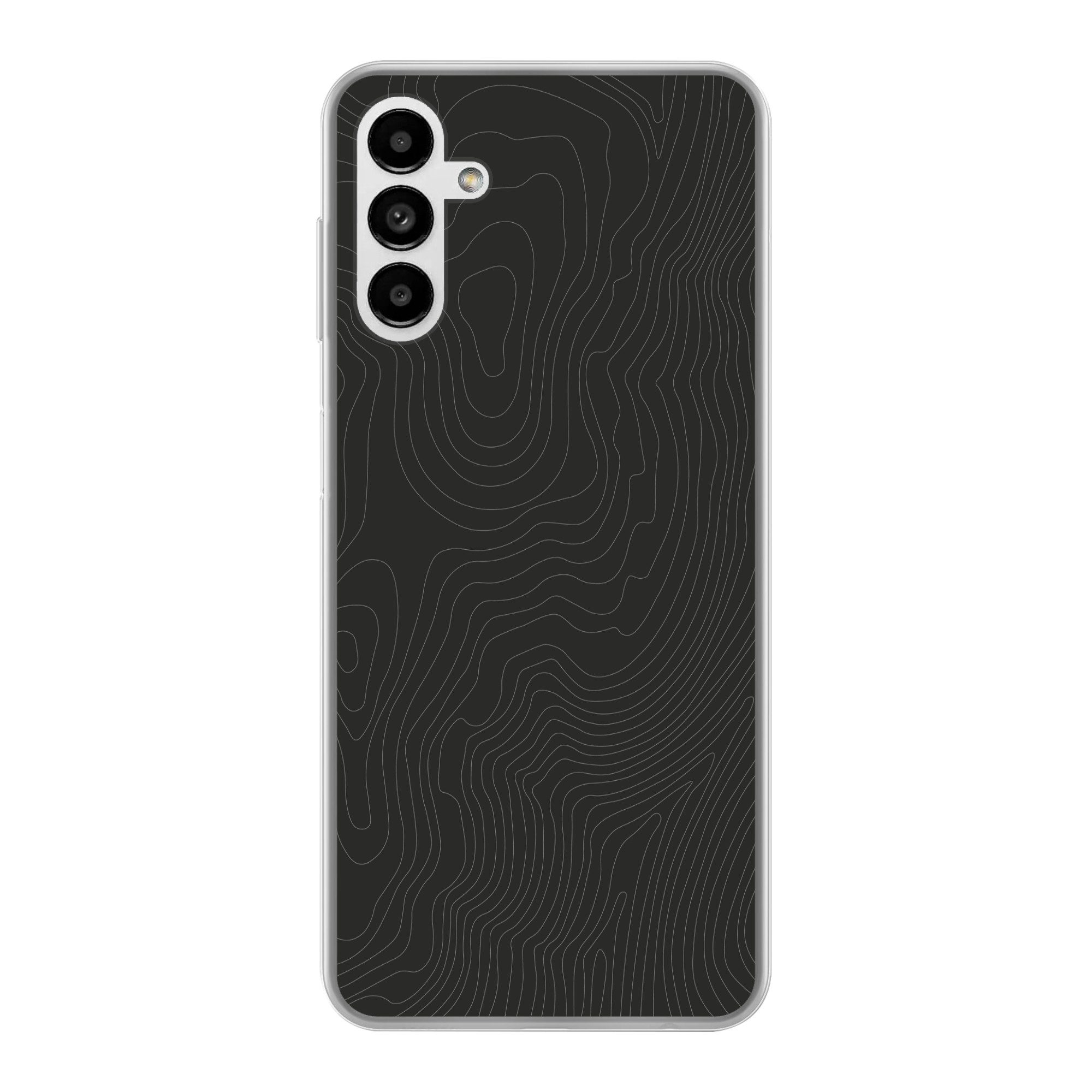 MuchoWow Handyhülle für Samsung Galaxy A04s Topografische Linien - Grau - Abstrakt, Handy Case, Silikon, Bumper Case Dünn