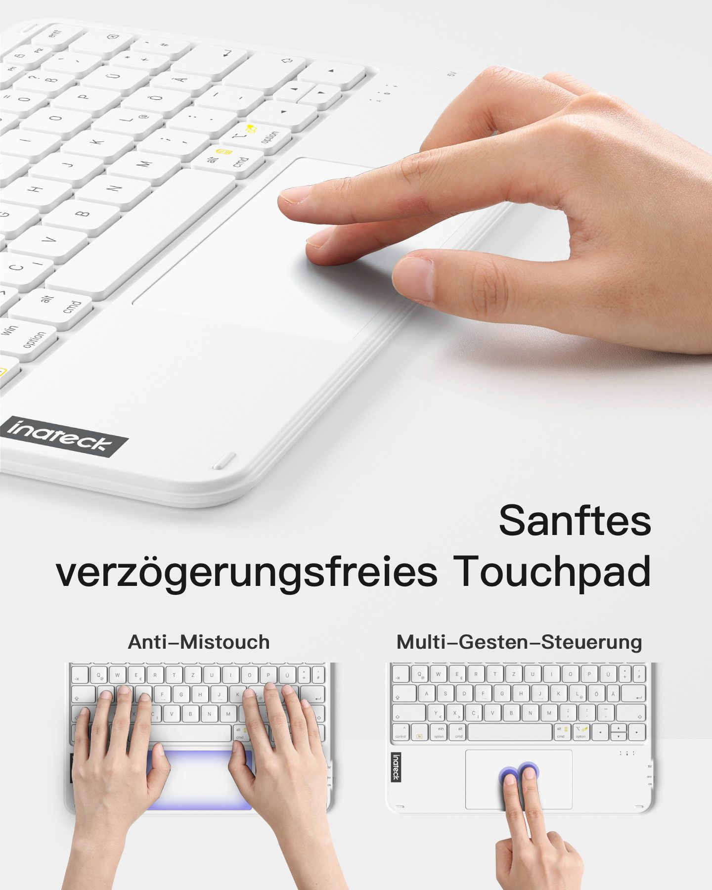 Inateck Ultraleichte für iPad/Tablet/Windows/Laptop/PC Tablet Tastatur mit Touchpad (Kabellose) – Bild 5 von 5