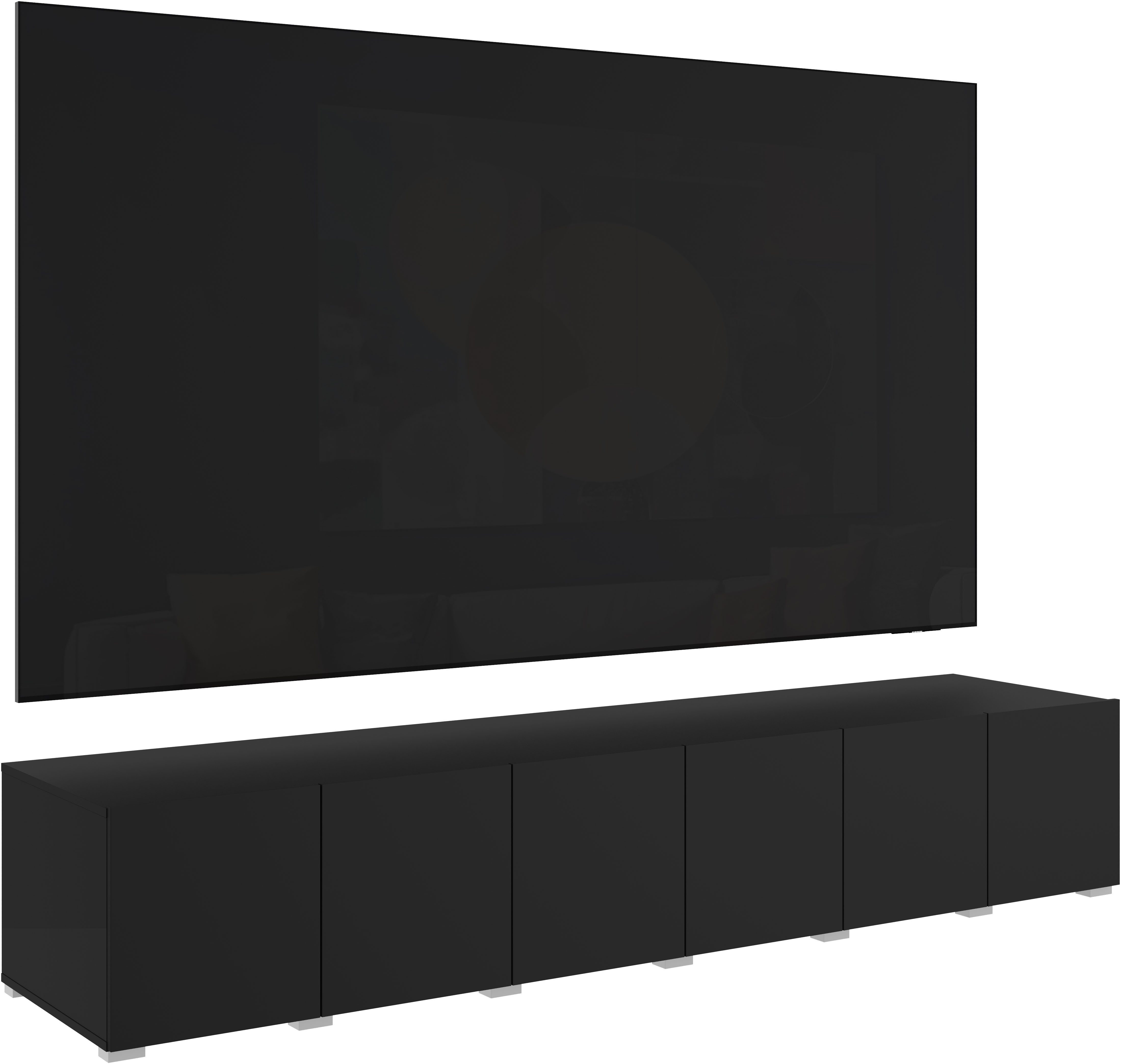 OTTO home Lowboard Denver Erlebe die Weltmeisterschaft im XXL-Format (1 St), Elegantes TV-Möbel 220 cm, speziell für bis zu 98-Zoll Fernseher