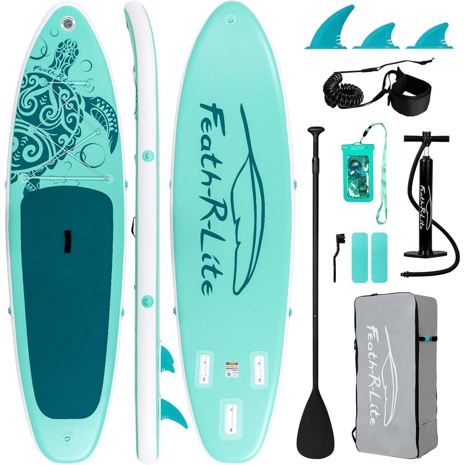 LuxusKollektion Inflatable SUP-Board Aufblasbares Paddle Board Stand Up Paddleboard SUP Zubehör Set Grün