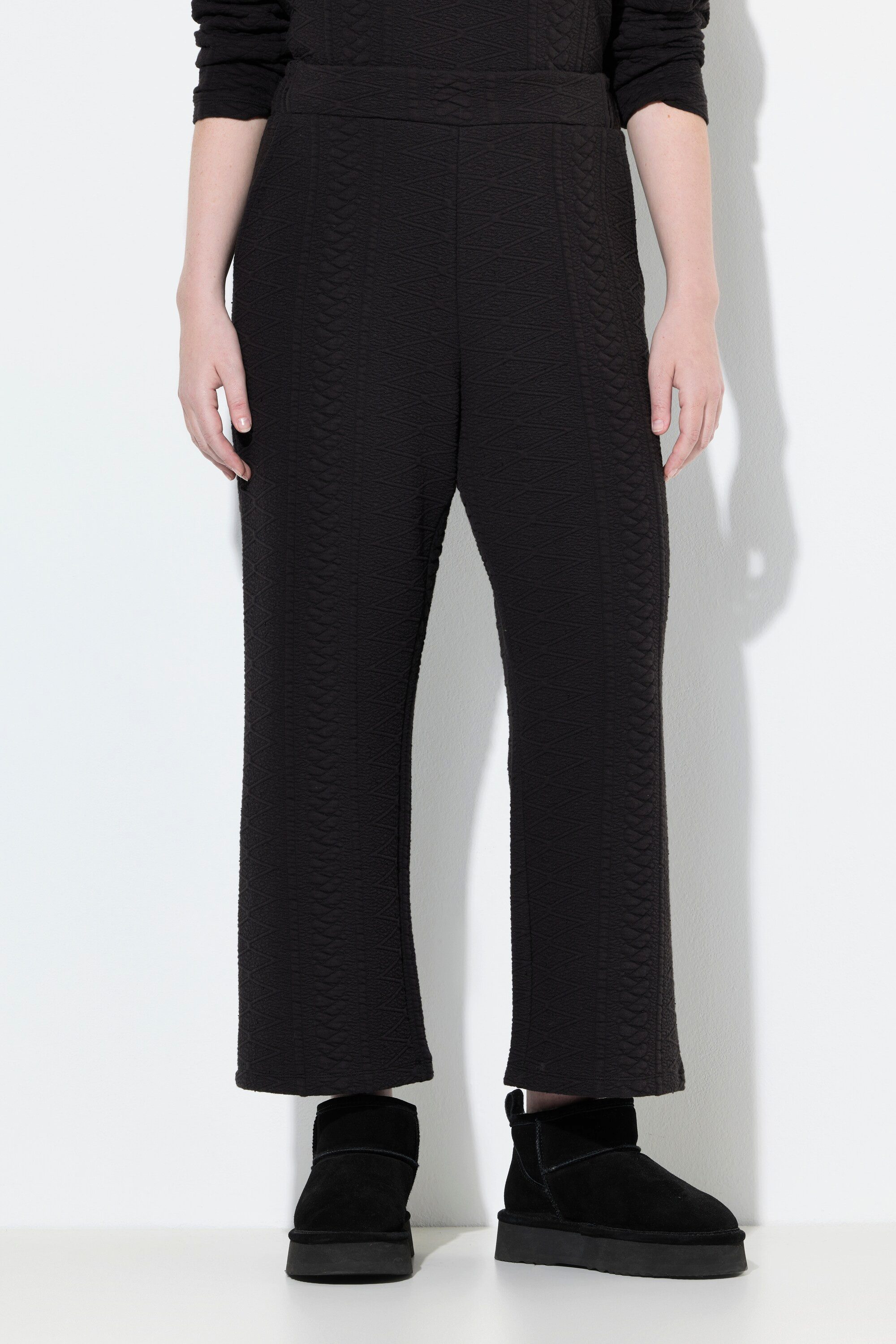 Ulla Popken Culotte Jacquard-Sweatculotte weites Bein günstig online kaufen