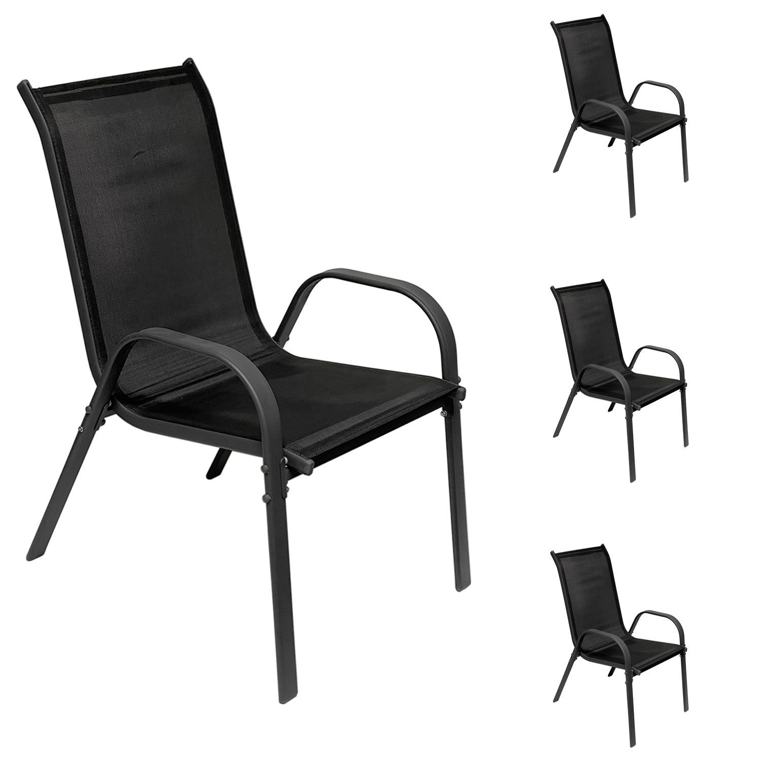 Mojawo Armlehnstuhl 4er Outdoorstuhl Gartenstuhl Stapelstuhl günstig online kaufen