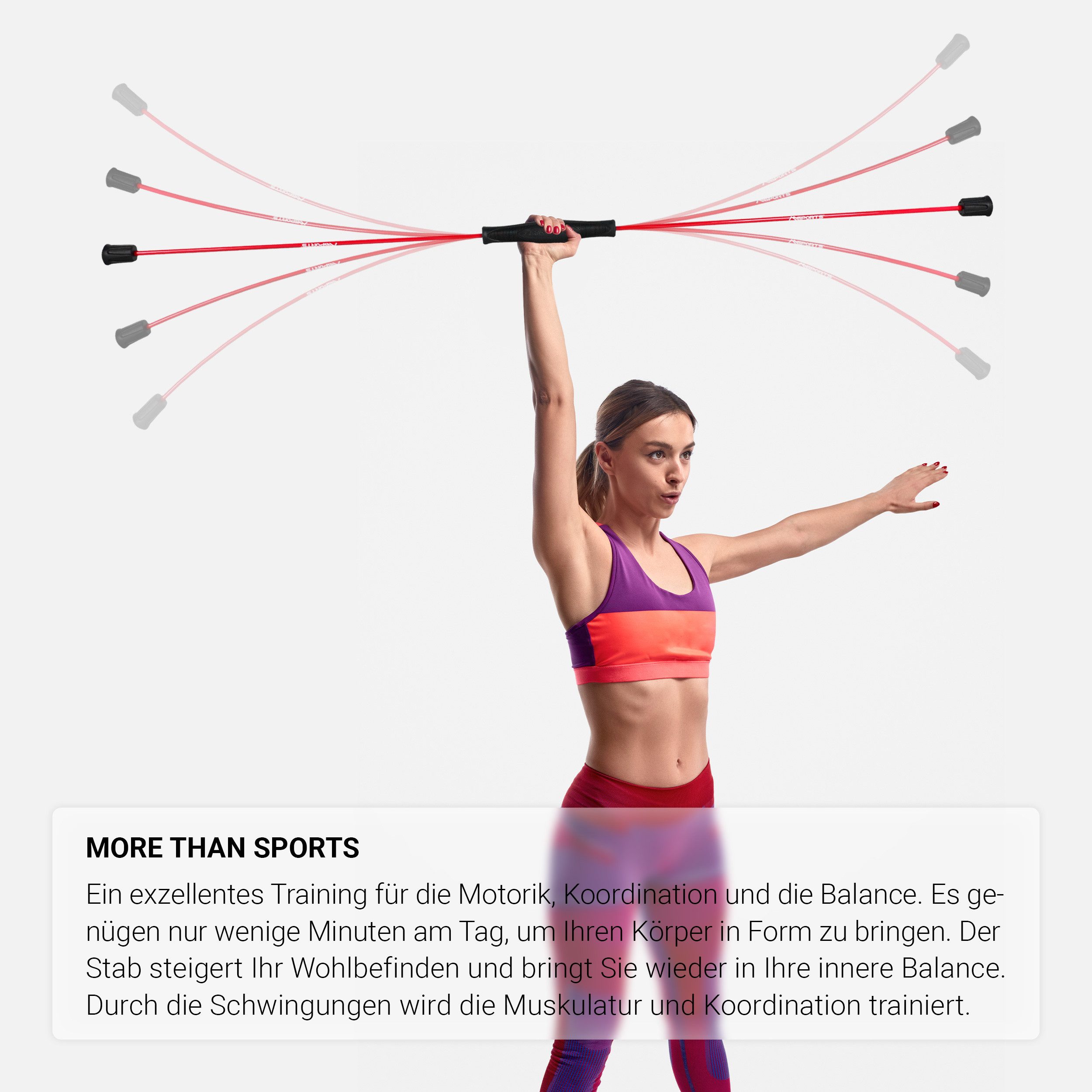 MSports® Swingstick Schwingstab 160 cm – Swingstick aus Fiberglas für Ganzkörpertraining