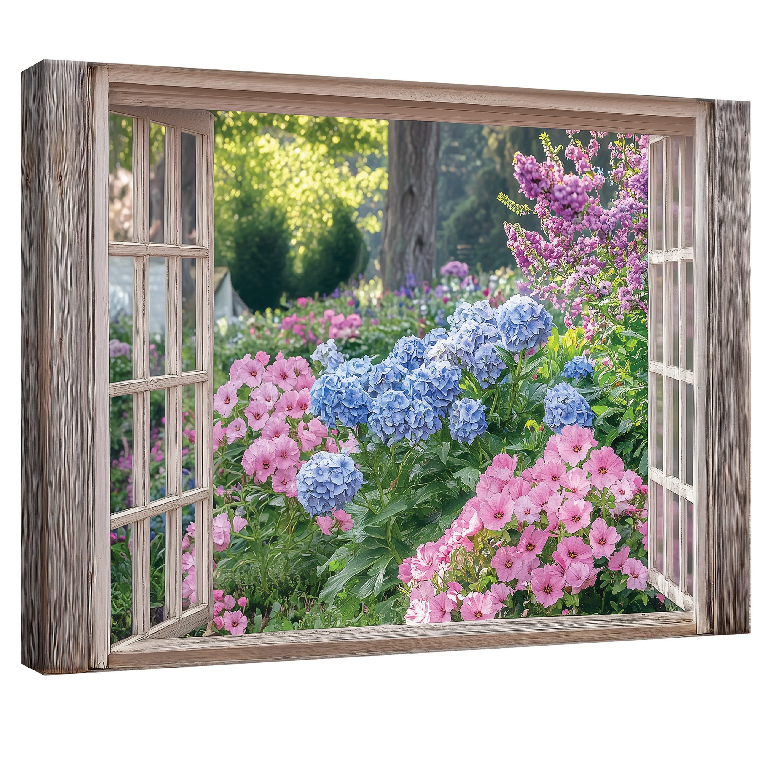 Wallarena Leinwandbild Fenster Blumen Wald Abstrakt günstig online kaufen