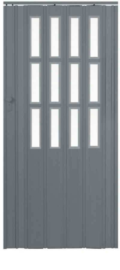 Standom Falttür Schiebetür Tür grau + Fenster Schloss H. 203 cm Türbreite bis 100 cm (1 Karton, 1-St., 1 Set), teils vormontiert