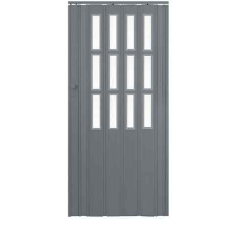 Standom Falttür Schiebetür Tür grau mit Fenster Schloss H. 203 cm Türbreite bis 85 cm (1 Karton, 1-St., 1 Set), teils vormontiert