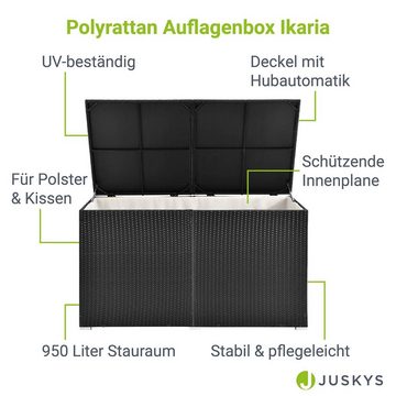 Juskys Auflagenbox Ikaria, aus Polyrattan, mit Deckel, Hubautomatik und Innenplane
