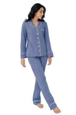 SNOOZE OFF Pyjama Schlafanzug in blau (2 tlg., 1 Stück) mit Kontrastpaspel-Details