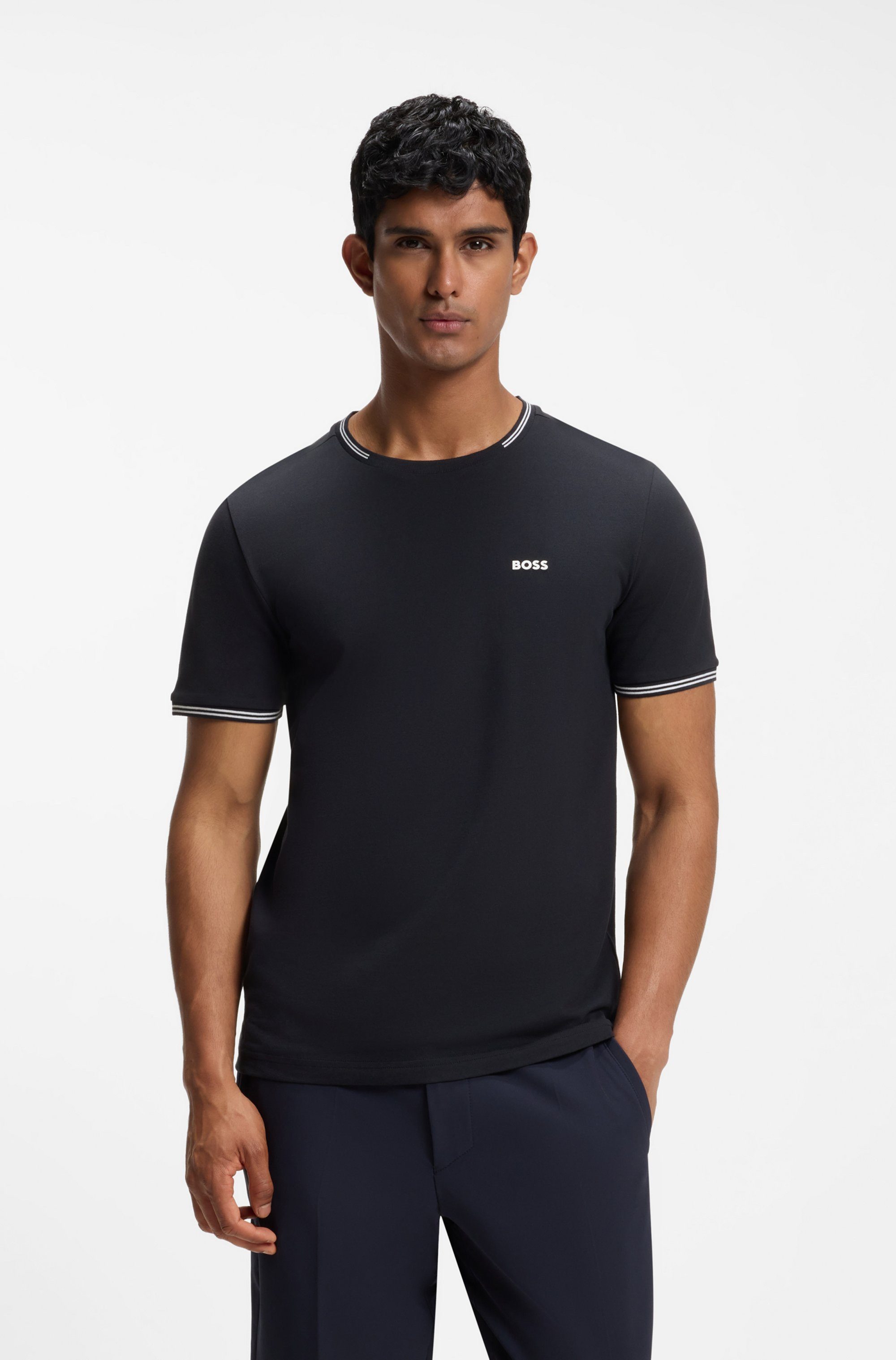 BOSS GREEN T-Shirt Taul Stretch-Baumwoll-Pique aus softem Stretch-Baumwoll-Piqué, Regular Fit, Kühlend