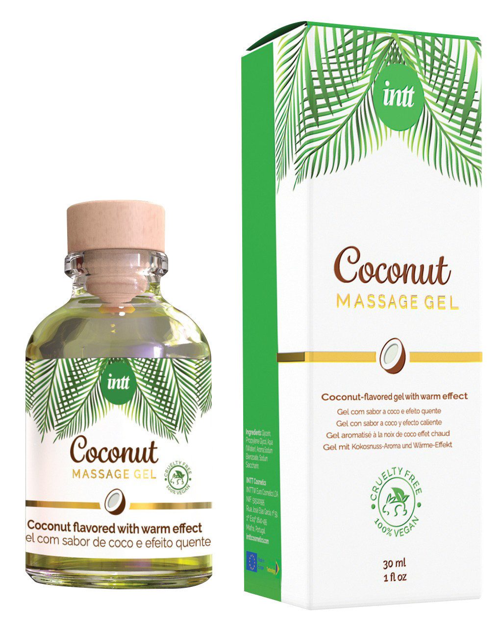 Gleit- und Massagegel intt Massage Gel Coconut Vegan Glass Bottle 30ml