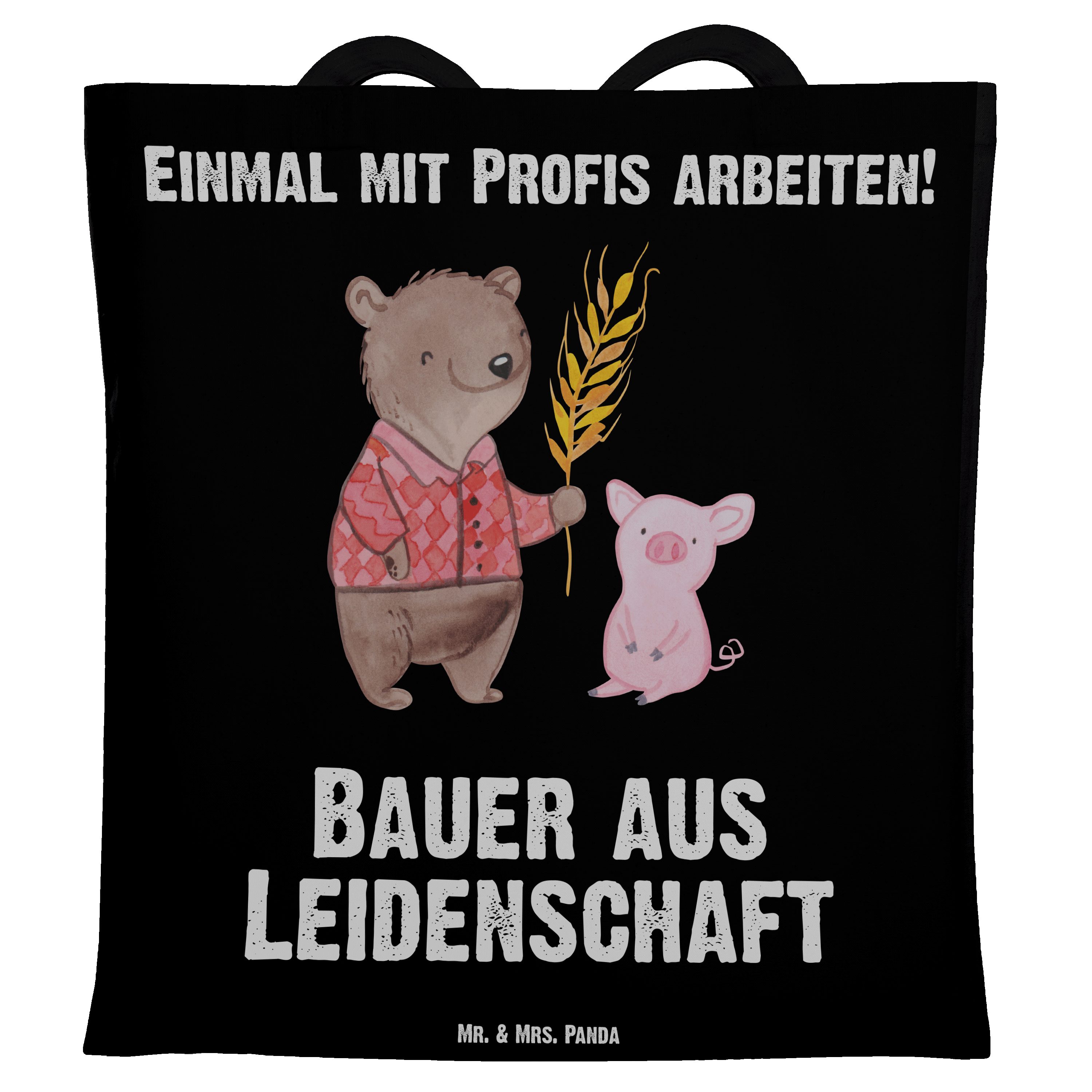aus - & (1-tlg) - Tragetasche Tierwirt, Leidenschaft Bauer Geschenk, Mrs. Jutebeutel, Mr. Panda Schwarz Ba