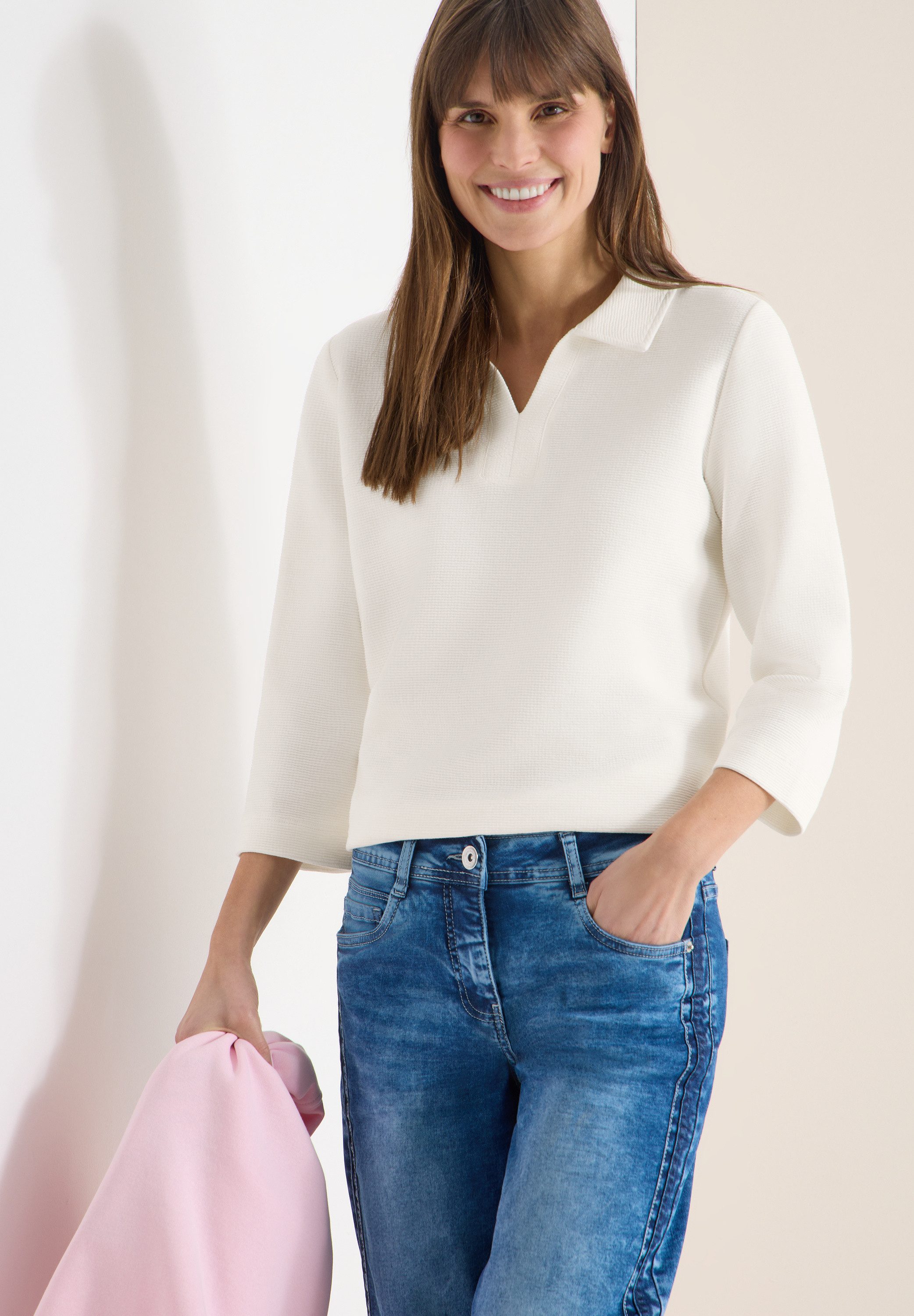 CECIL 3/4-Arm-Shirt mit Polokragen