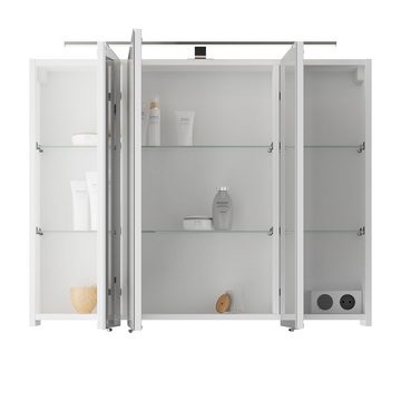 Lomadox Waschtisch-Set VILLATORO-66, (Spar-Set, 2-St., 2-tlg), Badmöbel Kombination mit Spiegelschrank in weiß Glanz, 90/200/45 cm