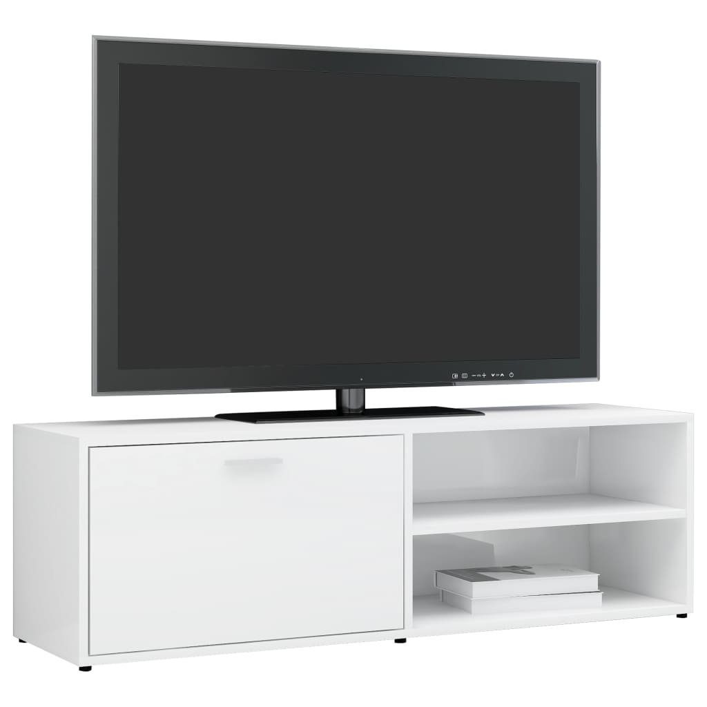 Holzwerkstoff Hochglanz-Weiß TV-Schrank cm 120x34x37 furnicato