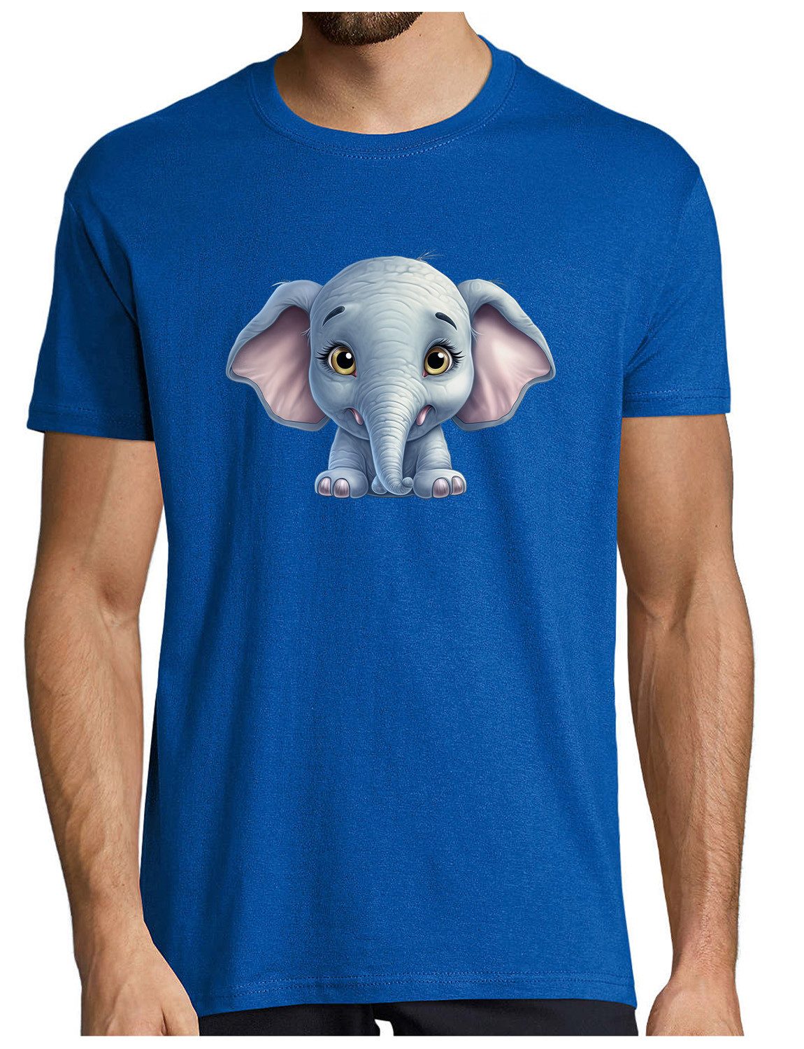 T-Shirt Herren Print Shirt - Cartoon Elefant Brustprint