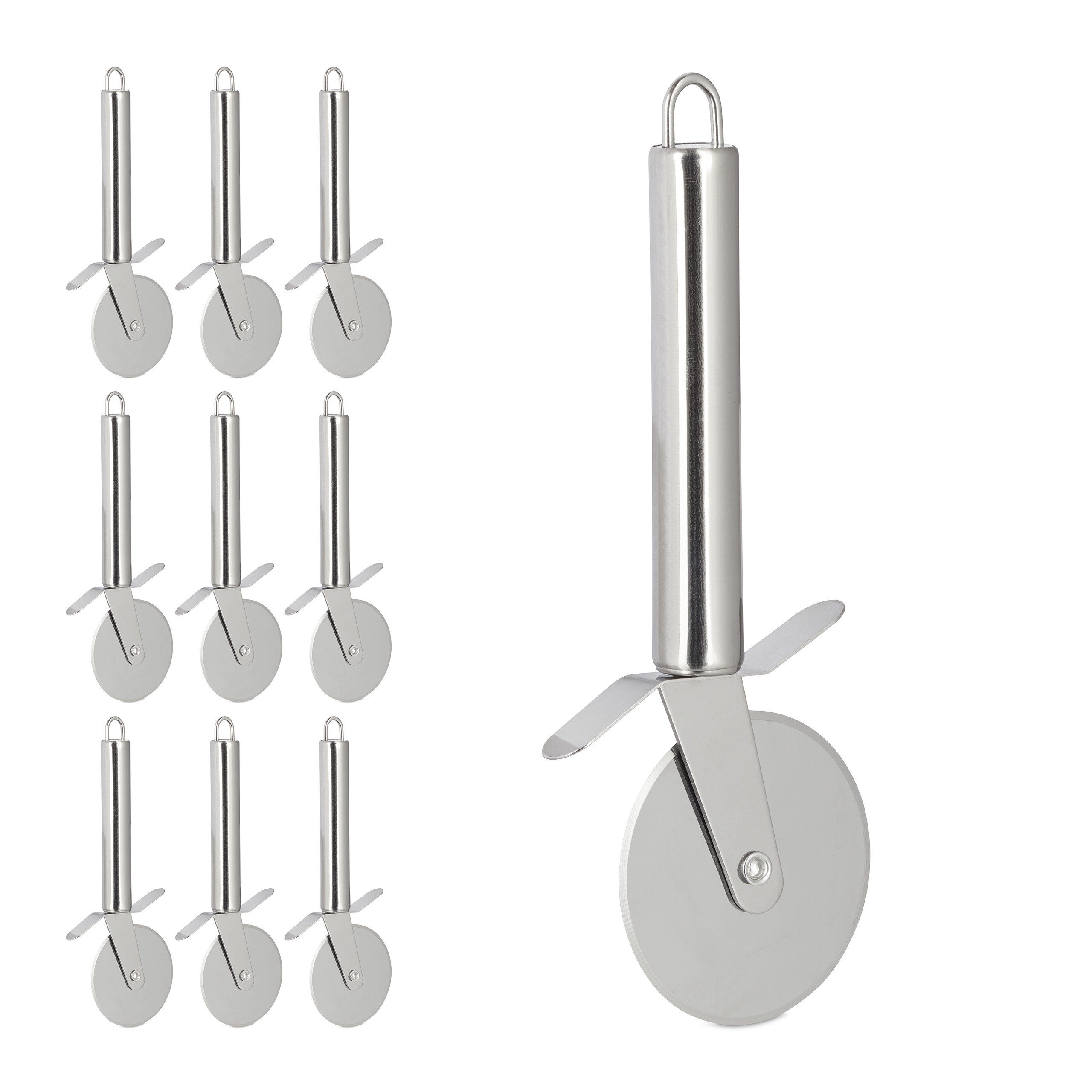 Relaxdays Pizzaschneider 2er Set – Edelstahlklinge, Rutschfester Griff, Für Alle Teige