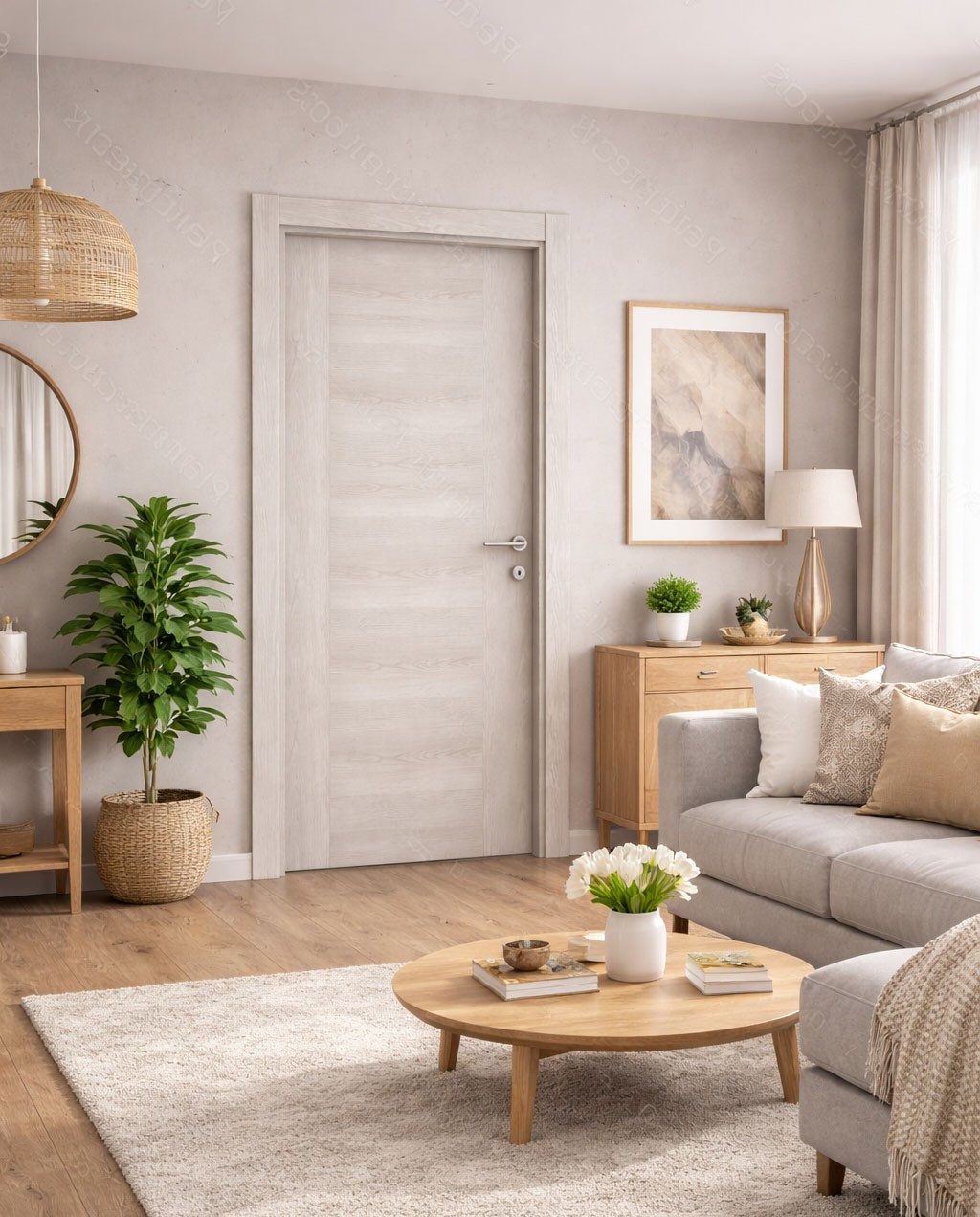Xlmoebel Zimmertür Beige Holztür - Stilvolle Innentür für jeden Wohnraum, Made in Europa