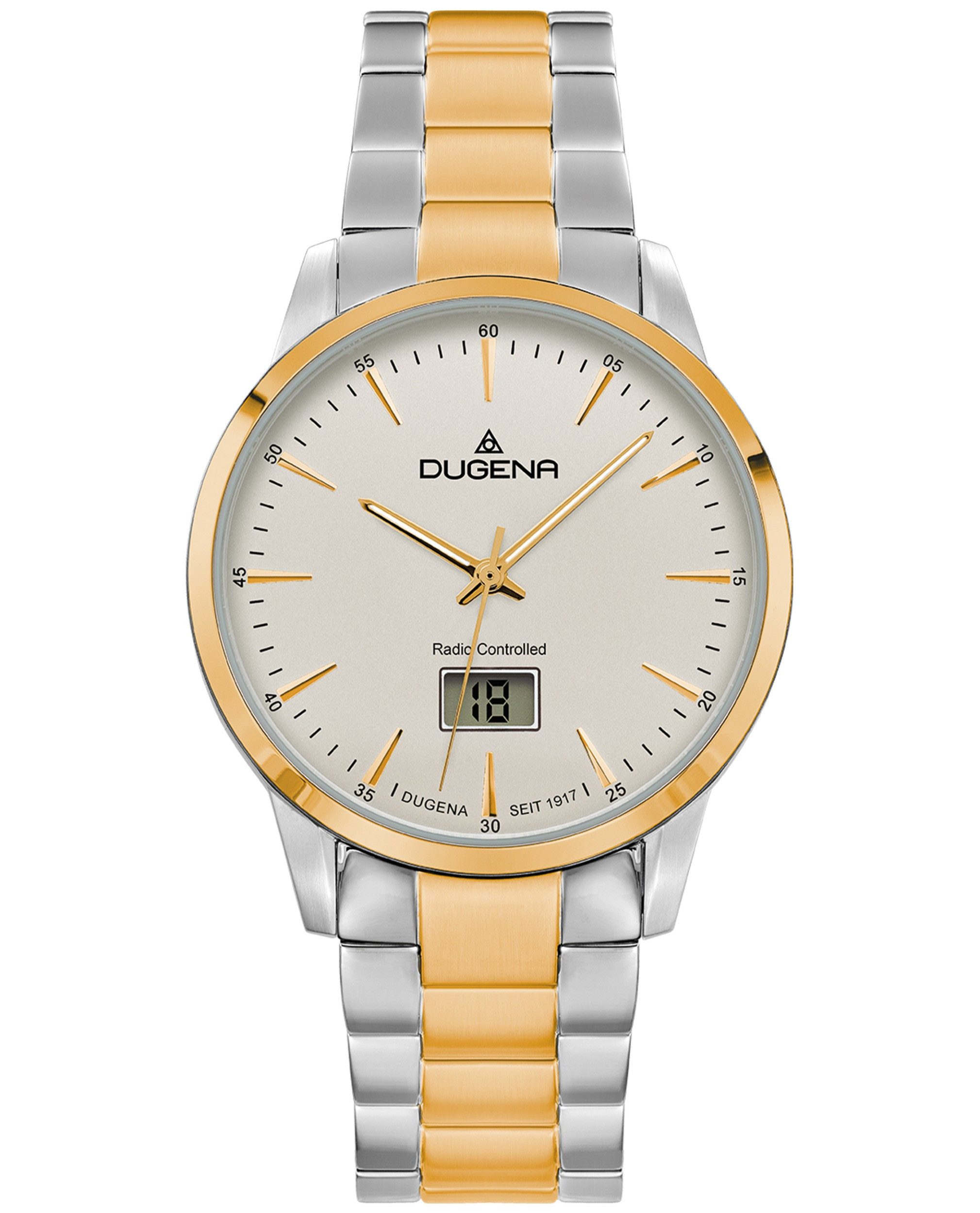 Dugena Funkuhr Dugena Herren-Uhr Momentum Funk Quarz Edelstahl-Band Gold-Ton 4460858