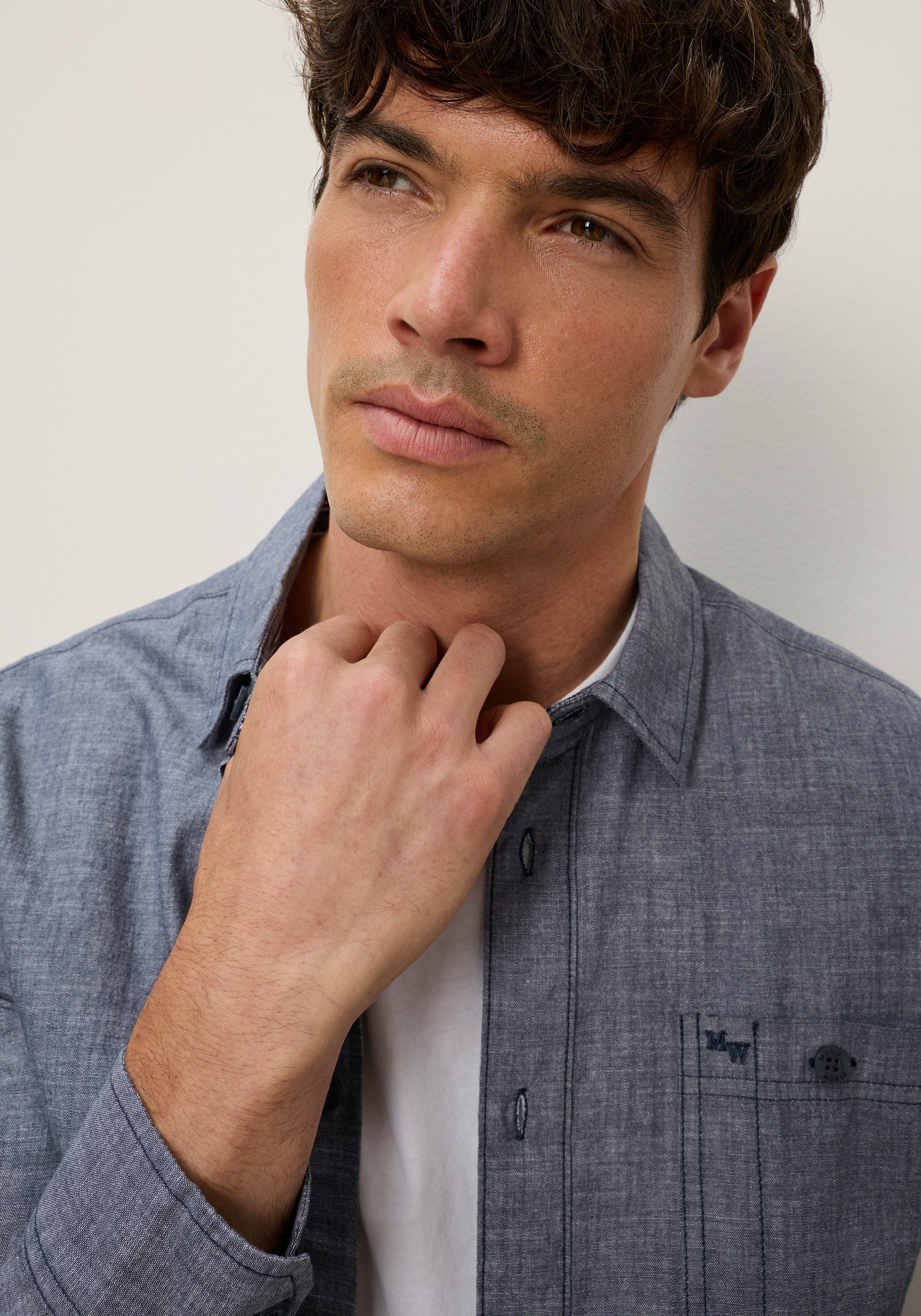 Man's World Langarmhemd in moderner Chambray-Qualität Regular-Fit, Leicht, vielseitig – Bild 4 von 5