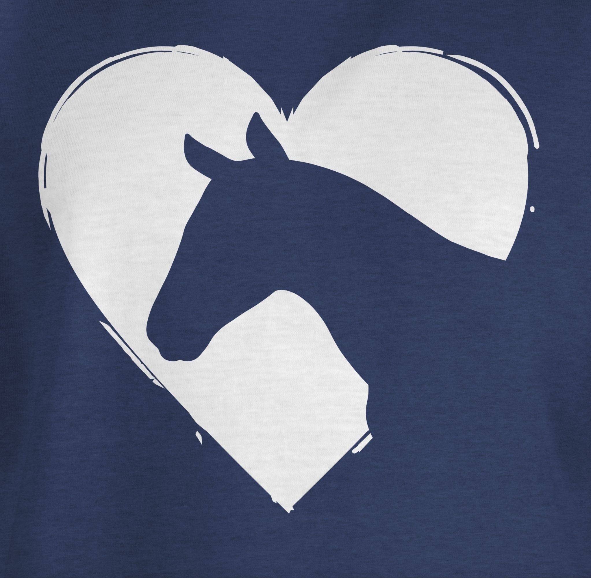 2 Herz Pferd Shirtracer Meliert Pferdekopf Dunkelblau mit T-Shirt