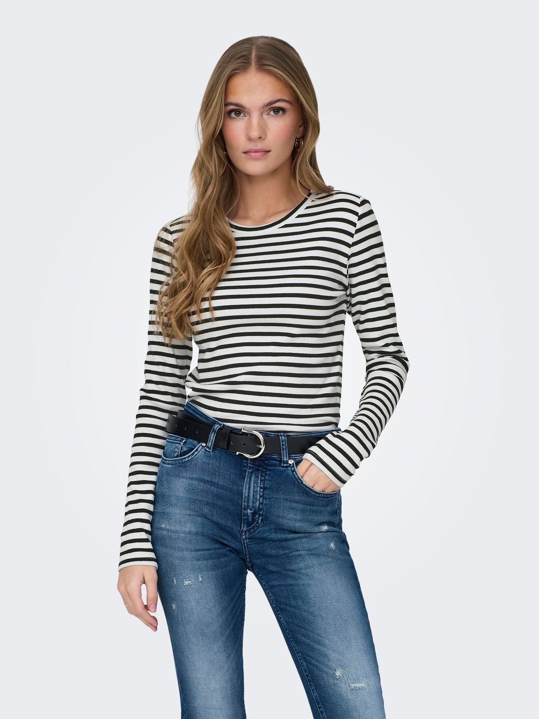 JACQUELINE de YONG T-Shirt Langarm Shirt Dünner Longsleeve Pullover JDYSOLAR 6931 in Weiß