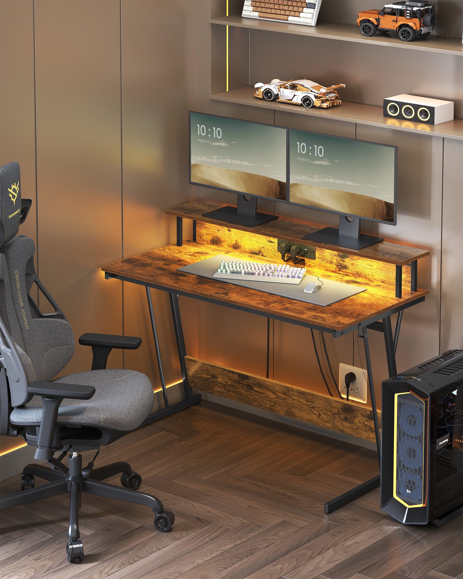 VASAGLE Schreibtisch, Gaming Tisch mit eingebauter günstig online kaufen