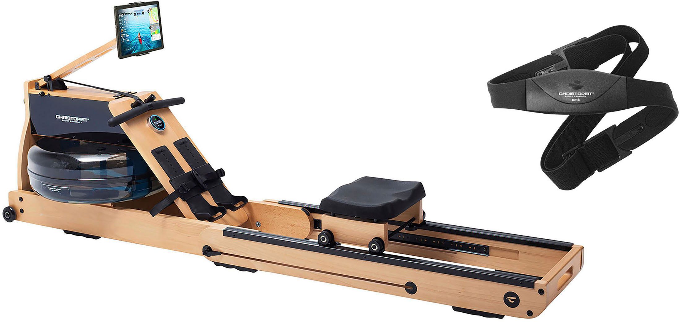 Christopeit Sport® Ruderzugmaschine WP 5000 inkl. Pulsgurt (Set, Pulsgurt, Ruderzugmaschine), Rudermaschine