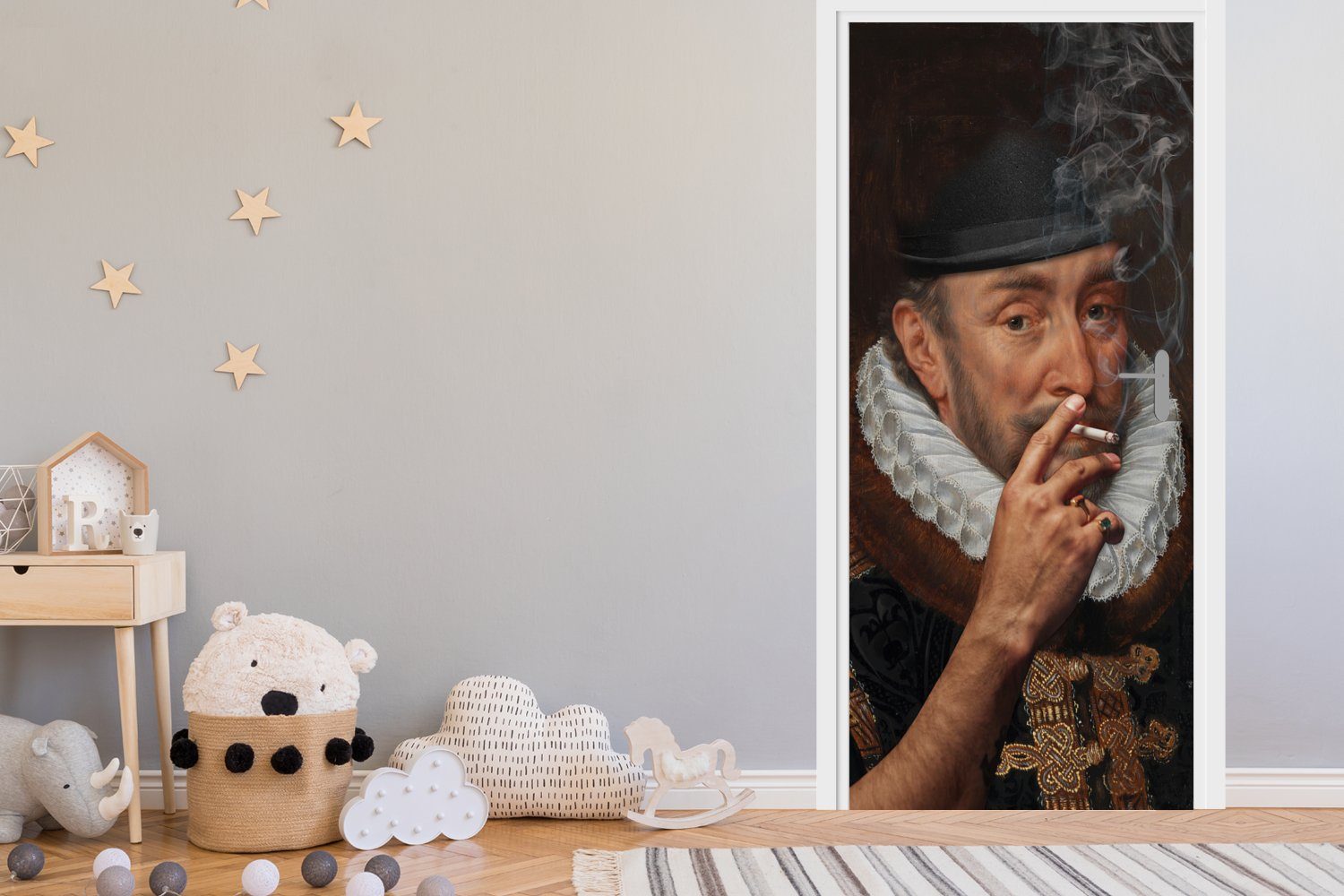bedruckt, Fototapete 75x205 St), MuchoWow Oranien cm - Zigarette (1 für Türtapete - Matt, Wilhelm Tür, Rauchen, Türaufkleber, von