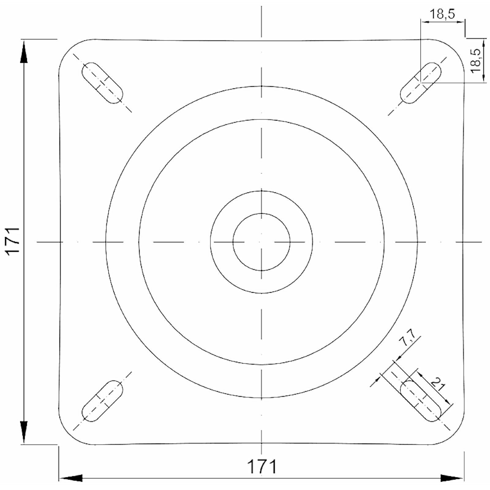 SO-TECH® Drehteller Drehbeschlag Drehplatte 171x171x24 mm schwarz 360° drehbar, (1-St), Druck-Kugellager für Holzplatten, Tischplatten, Möbel usw. – Bild 3 von 5
