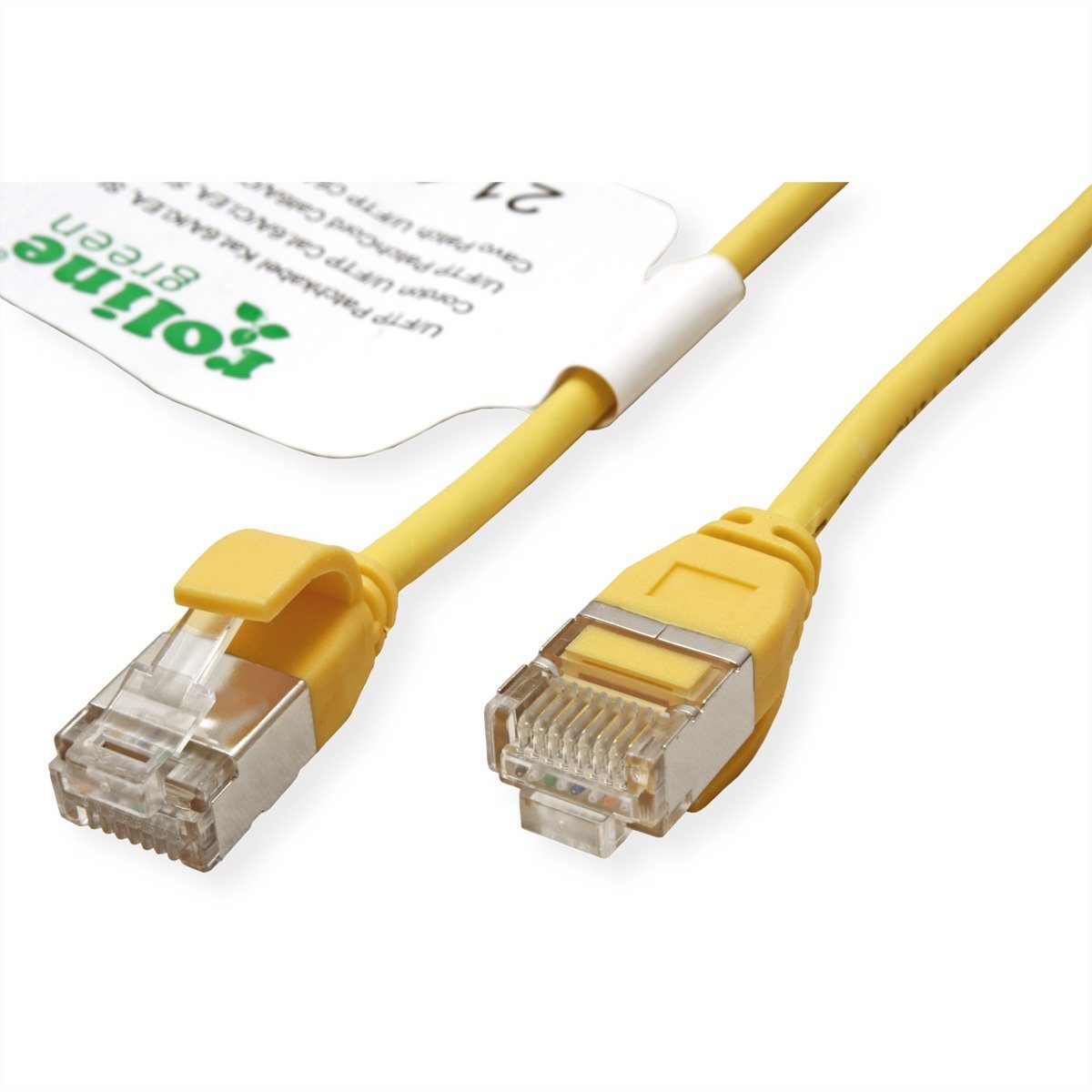 ROLINE GREEN U/FTP Patchkabel Cat.6A (Class EA) LAN-Kabel, RJ-45 Männlich (Stecker), RJ-45 Männlich (Stecker) (15.0 cm), LSOH, slim