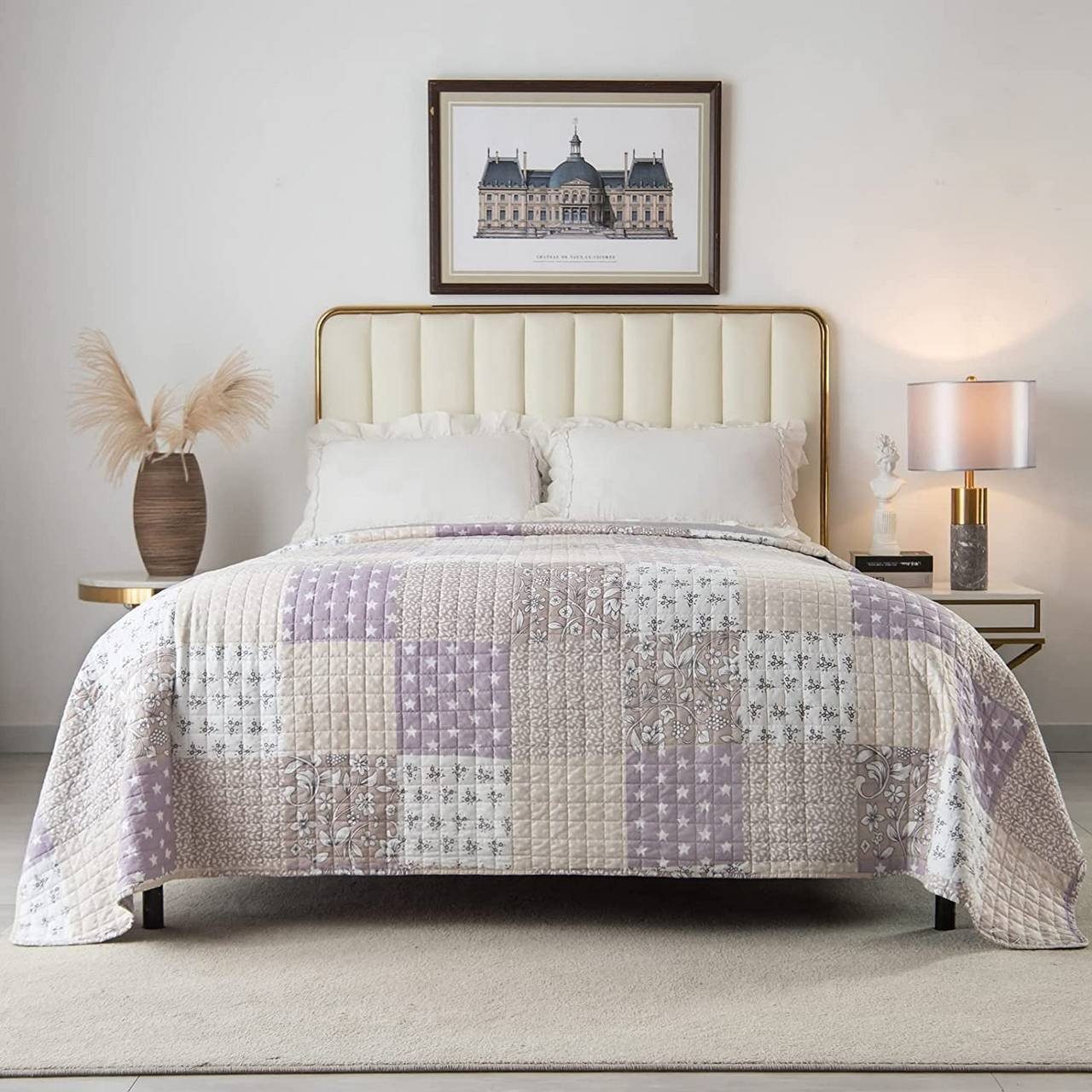 Woltu Tagesdecke, Bettdecke in Patchwork-Design lila günstig online kaufen
